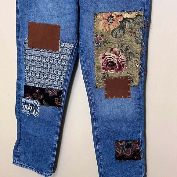 Free People Poppy Patchwork Straight Jeans - Women's Size 27*27 - Blue - Picture 3 of 13